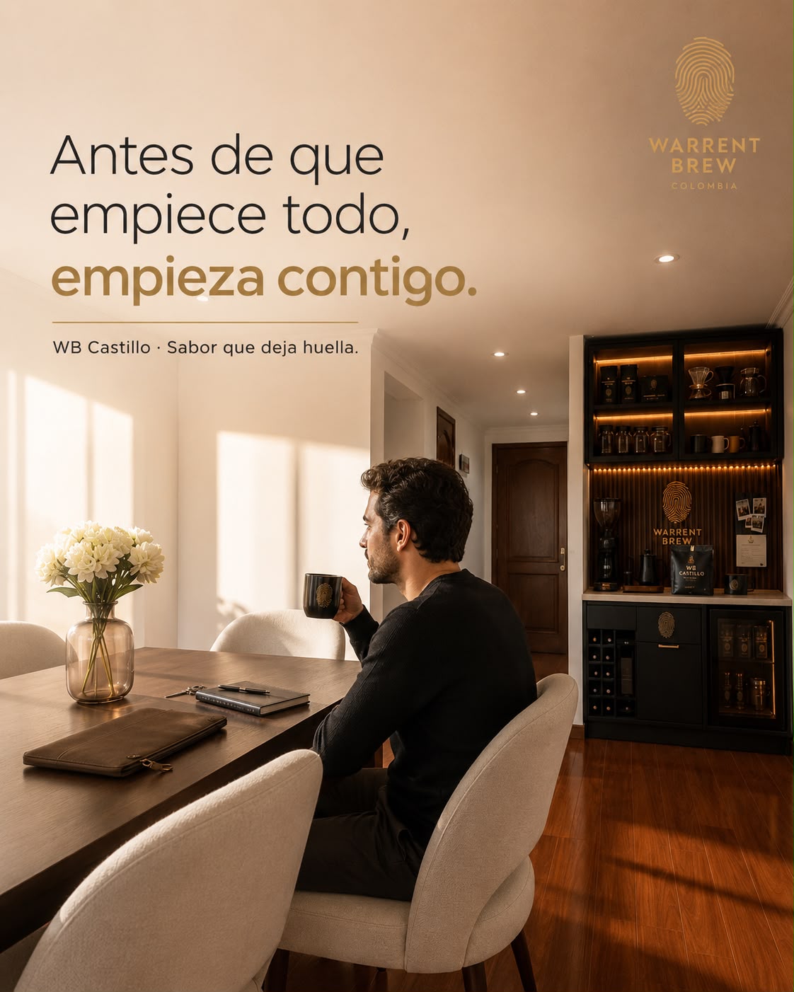Antes de que empiece todo, empieza contigo. Disfrutando un café Warrent Brew en casa